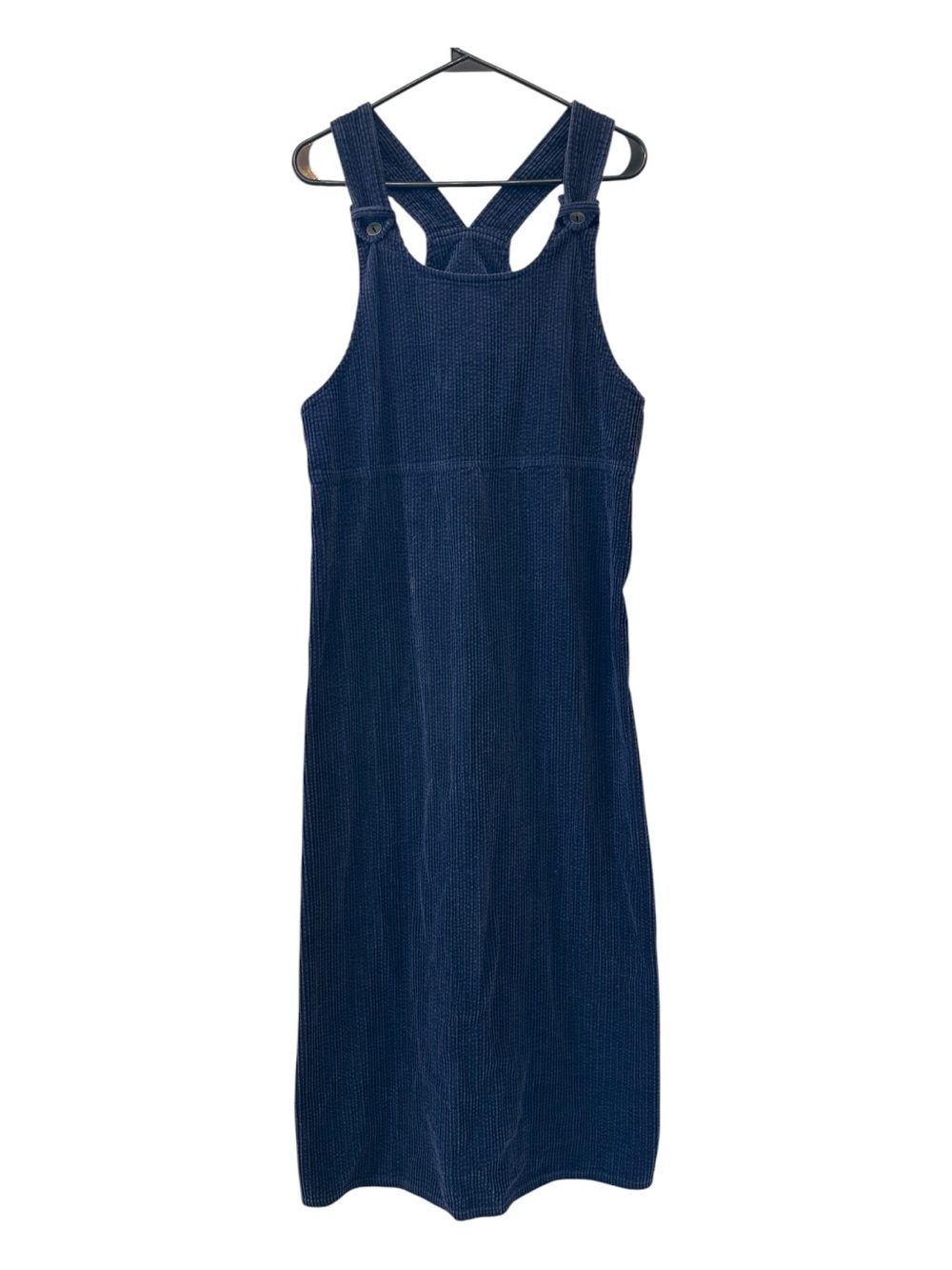 Vintage Y2K Real Comfort Navy Blue Corduroy Maxi Pinafore Dress Size 8